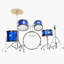 StarQuest - SQ-DS-JR5-MBL Junior 5-Piece Drum Set – Premium Finish with Bass, Snare, Tom and Crash Cymbal – - Metallic Blue