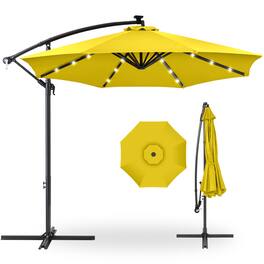 Best Choice Products - 10ft Solar LED Offset Hanging Outdoor Market Patio Umbrella w/ Adjustable Tilt - Yellow