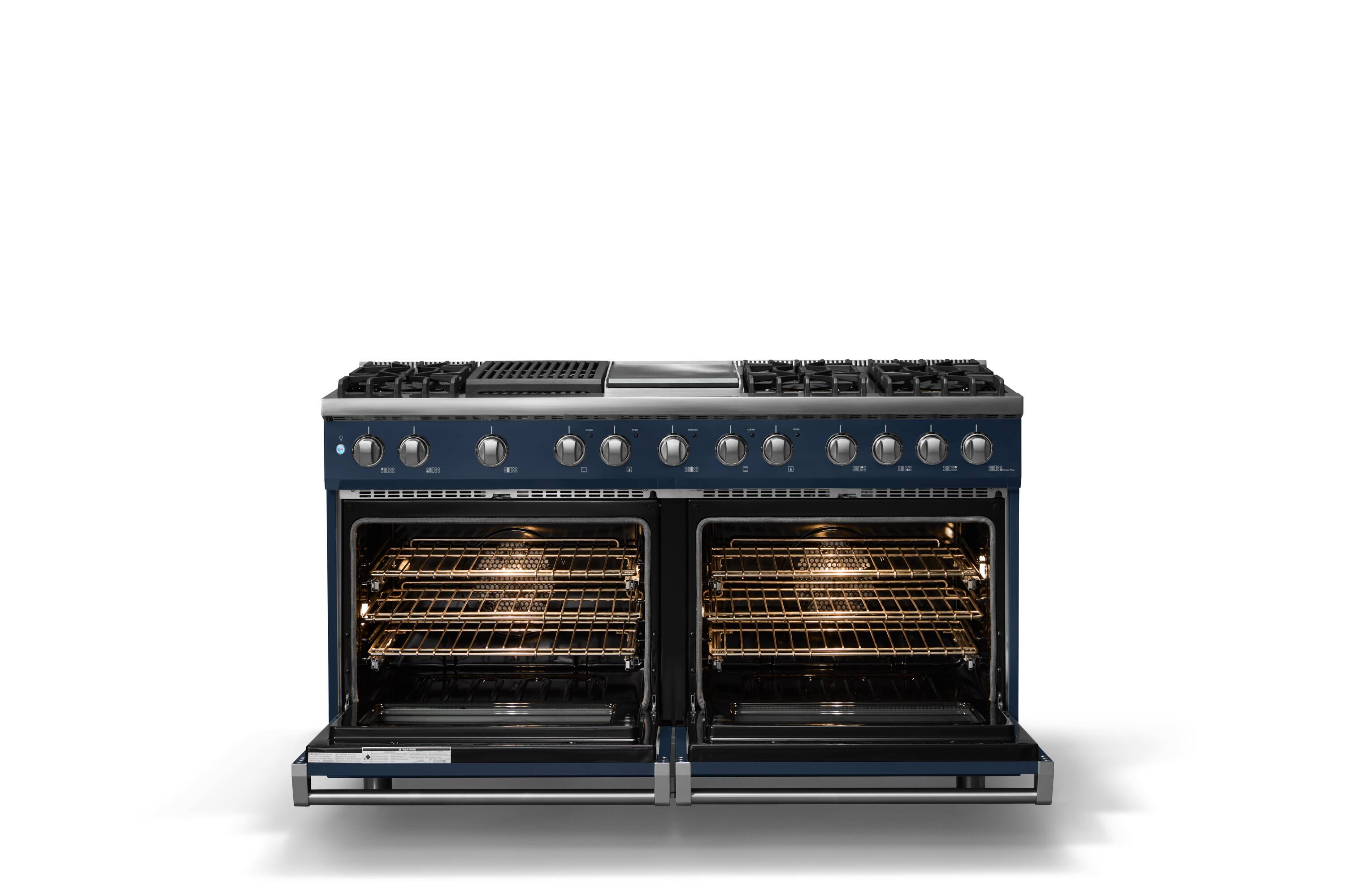 Alt View 2. Viking - Pro 5 Series 9.4 Cu. Ft. Freestanding Sealed 8 Burner Dual Fuel Convection Range/Griddle/Grill - Slate Blue - Slate Blue.