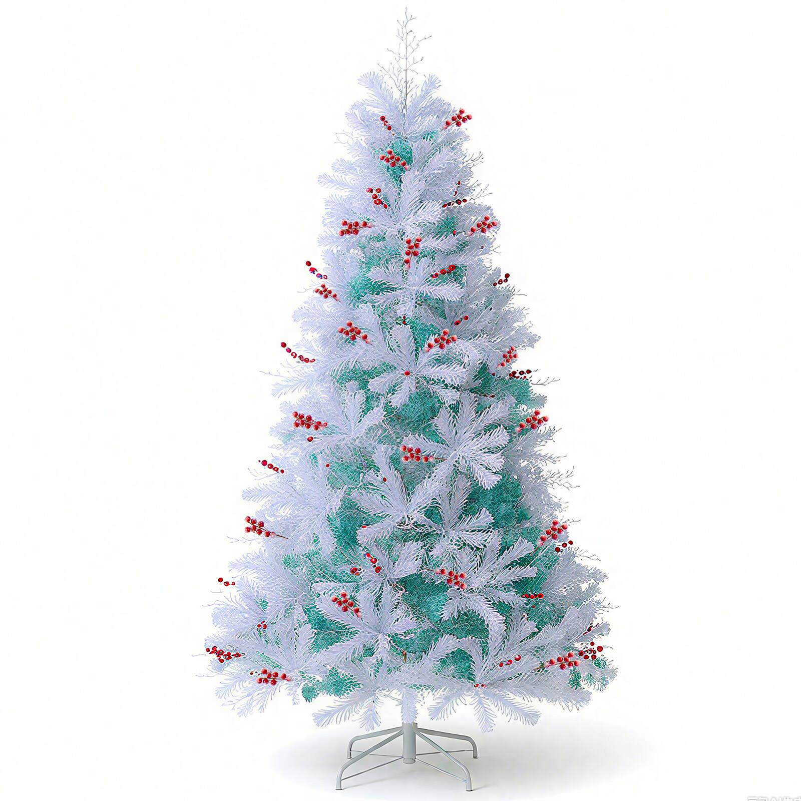 Alt View 9. Costway - Costway 7 FT Pre-lit Artificial Christmas Tree with 855 Branch Tips & 350 LED Lights - Peacock Blue,White.