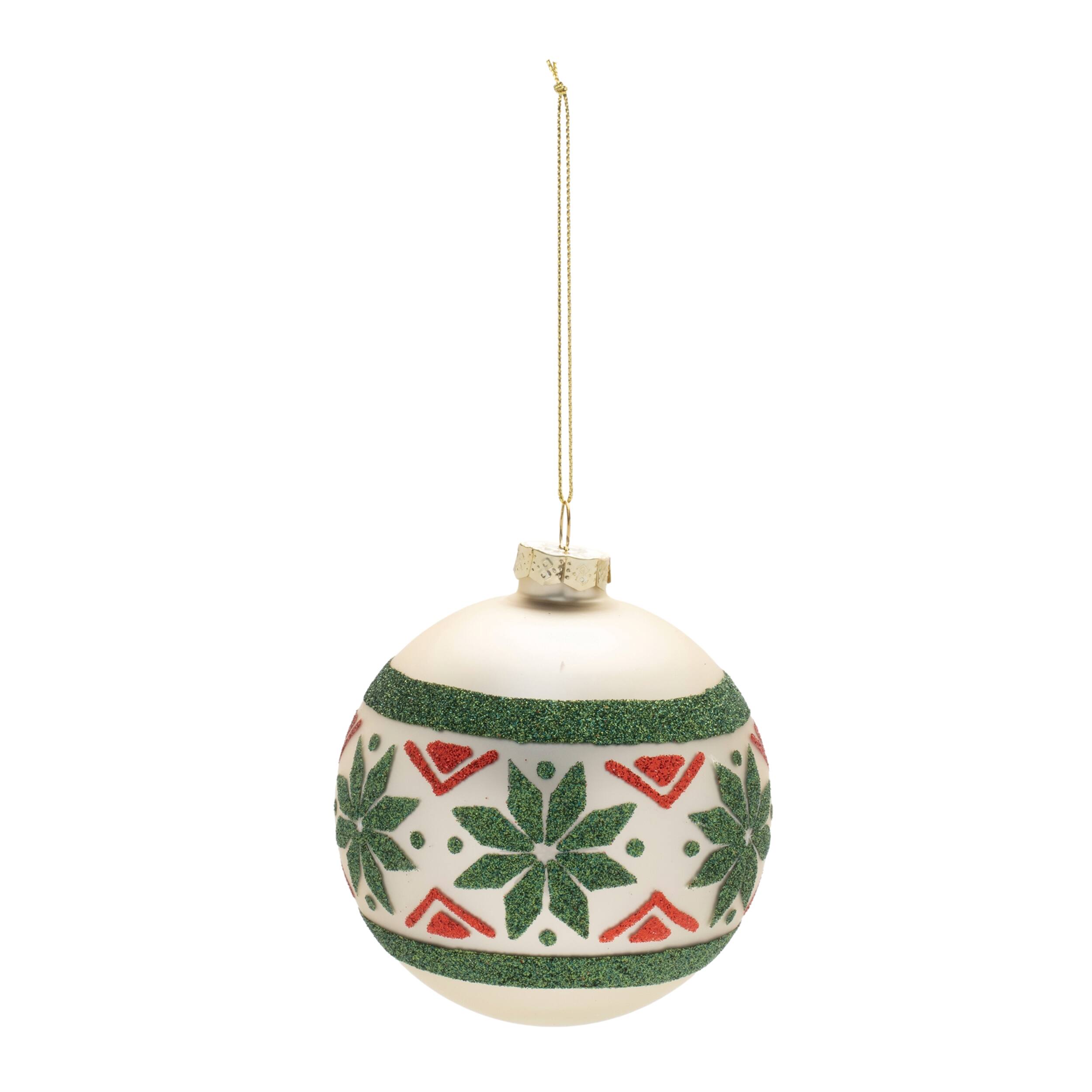 Angle. BreeBe - Nordic Glass Ball Ornament (Set of 6) - Green, Red.