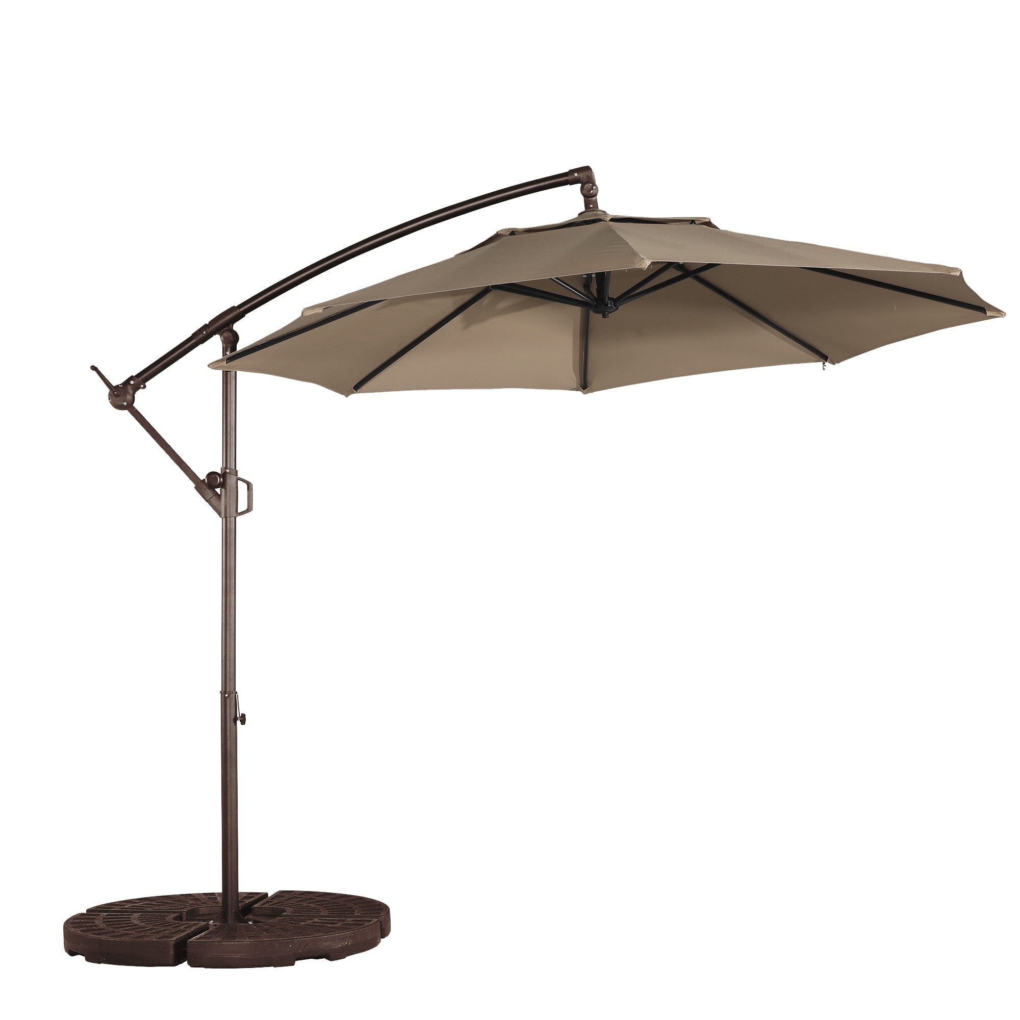 Boyel Living - 10 FT Outdoor Cantilever Patio Umbrella Waterproof UV Resistant with Solar LED - Tan