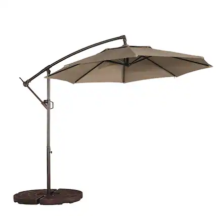 Front. Boyel Living - 10 FT Outdoor Cantilever Patio Umbrella Waterproof UV Resistant with Solar LED - Tan.