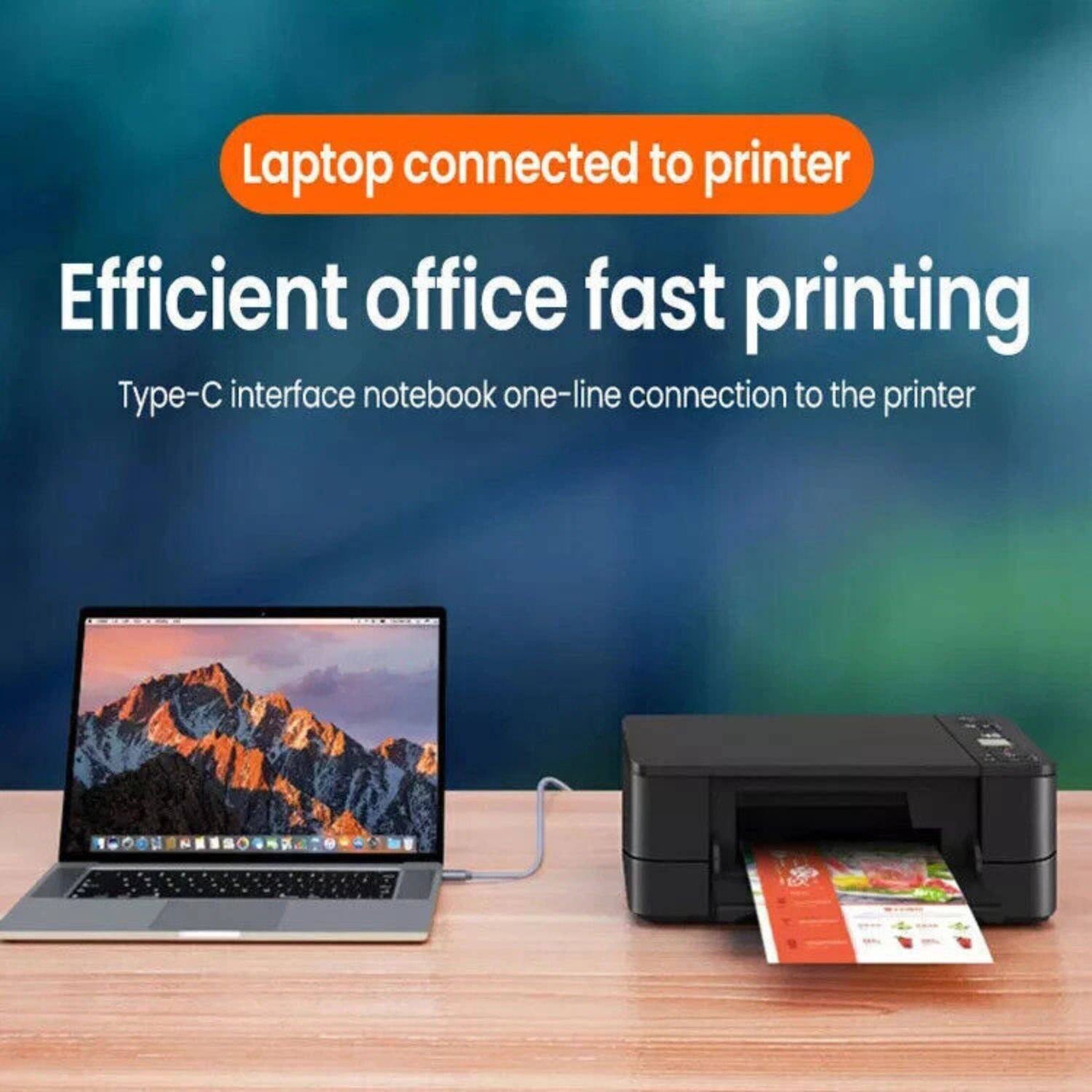 Laptop connected to printer

Efficient office fast printing

Type-C interface notebook one-line connection to the printer