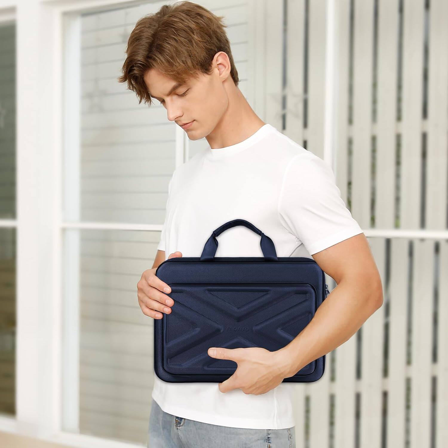 Alt View 2. mosiso - 15.6-16 inch Laptop Hard Case, Shockproof Waterproof Laptop Case Hard Shell Laptop Carrying Sleeve Computer Bag - Navy Blue.
