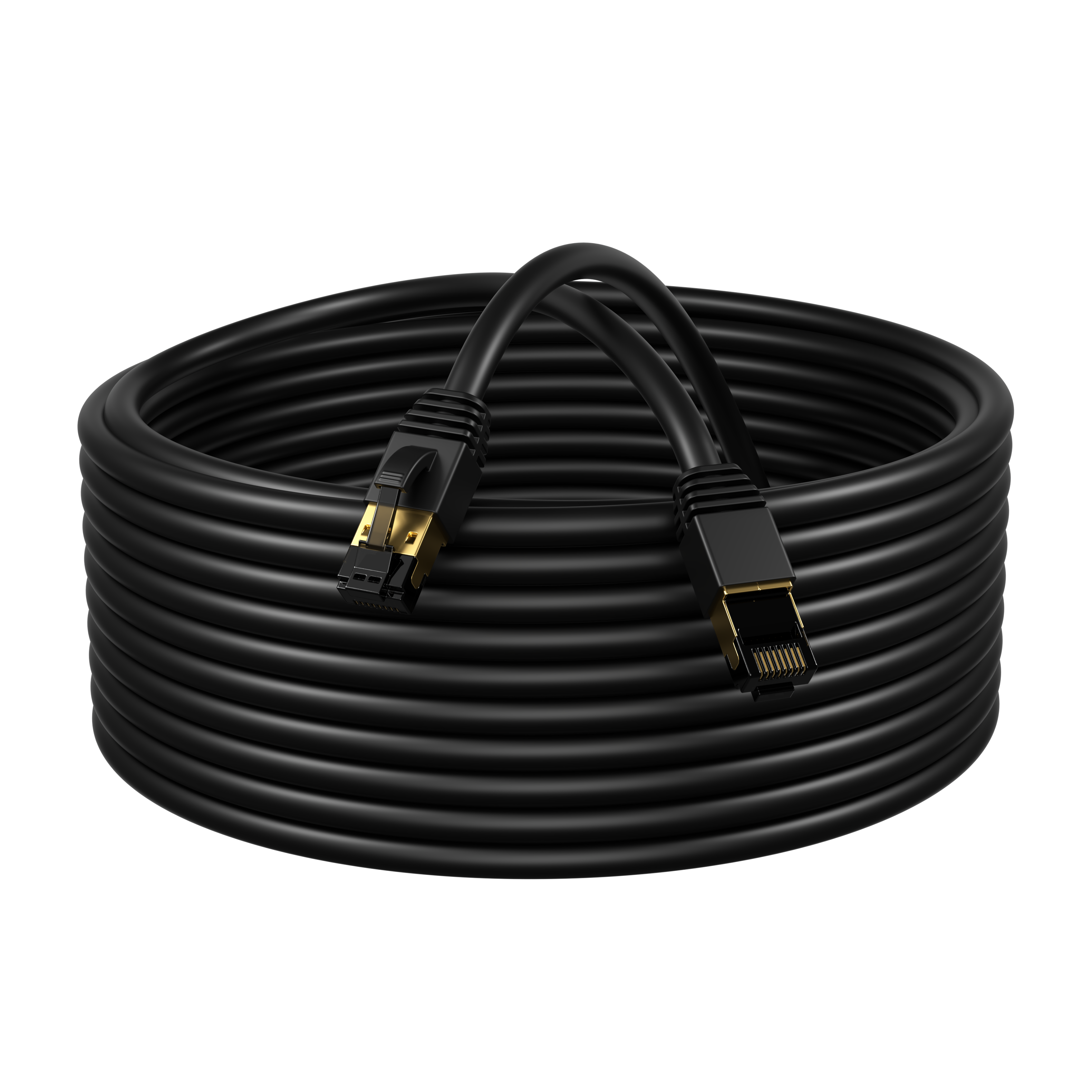 Left. Cables Direct Online - Cat8 Ethernet Cable 7FT, 40Gbps High-Speed RJ45 Shielded Copper Cord for Router, PC & Gaming - Black.