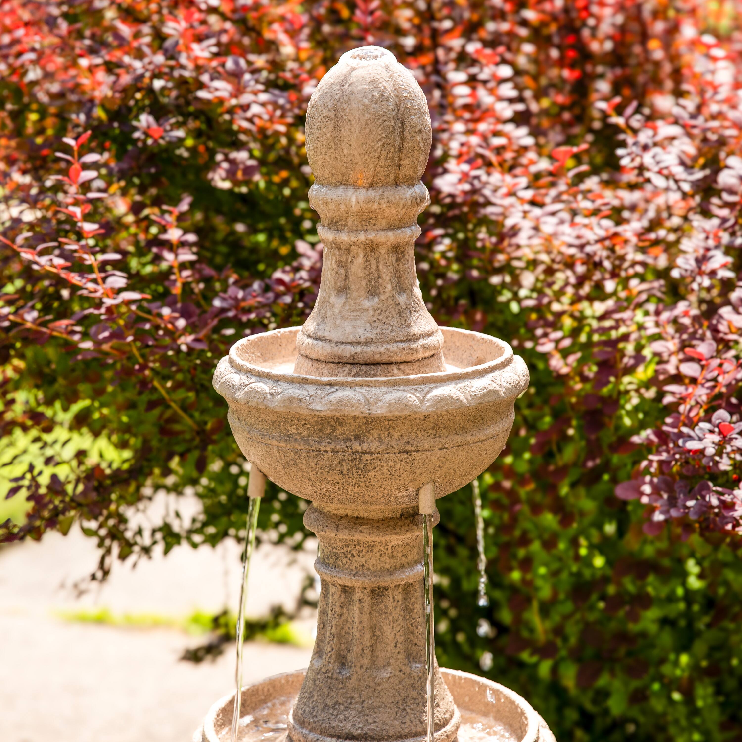 Alt View 5. Sunnydaze - Cyprus 3-Tier Polyresin Outdoor Fountain - Eggshell.