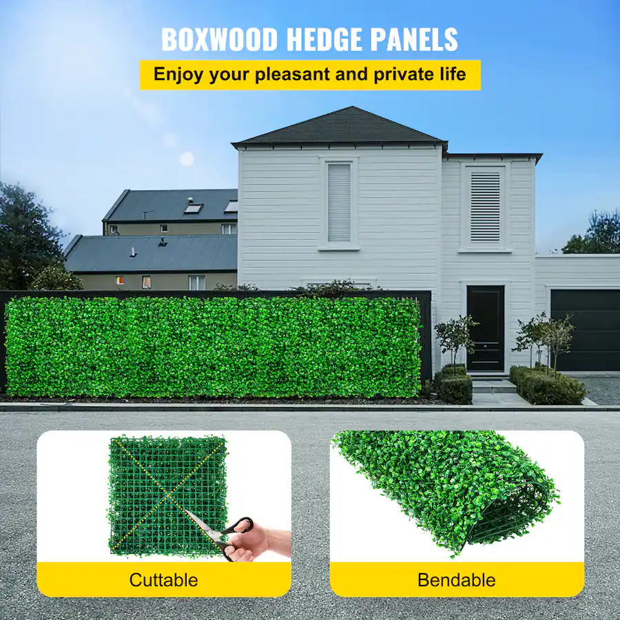 Boxwood Color Pvc Panel VEVOR Artificial Boxwood Panel UV 6pcs Boxwood Hedge Wall Panels ...