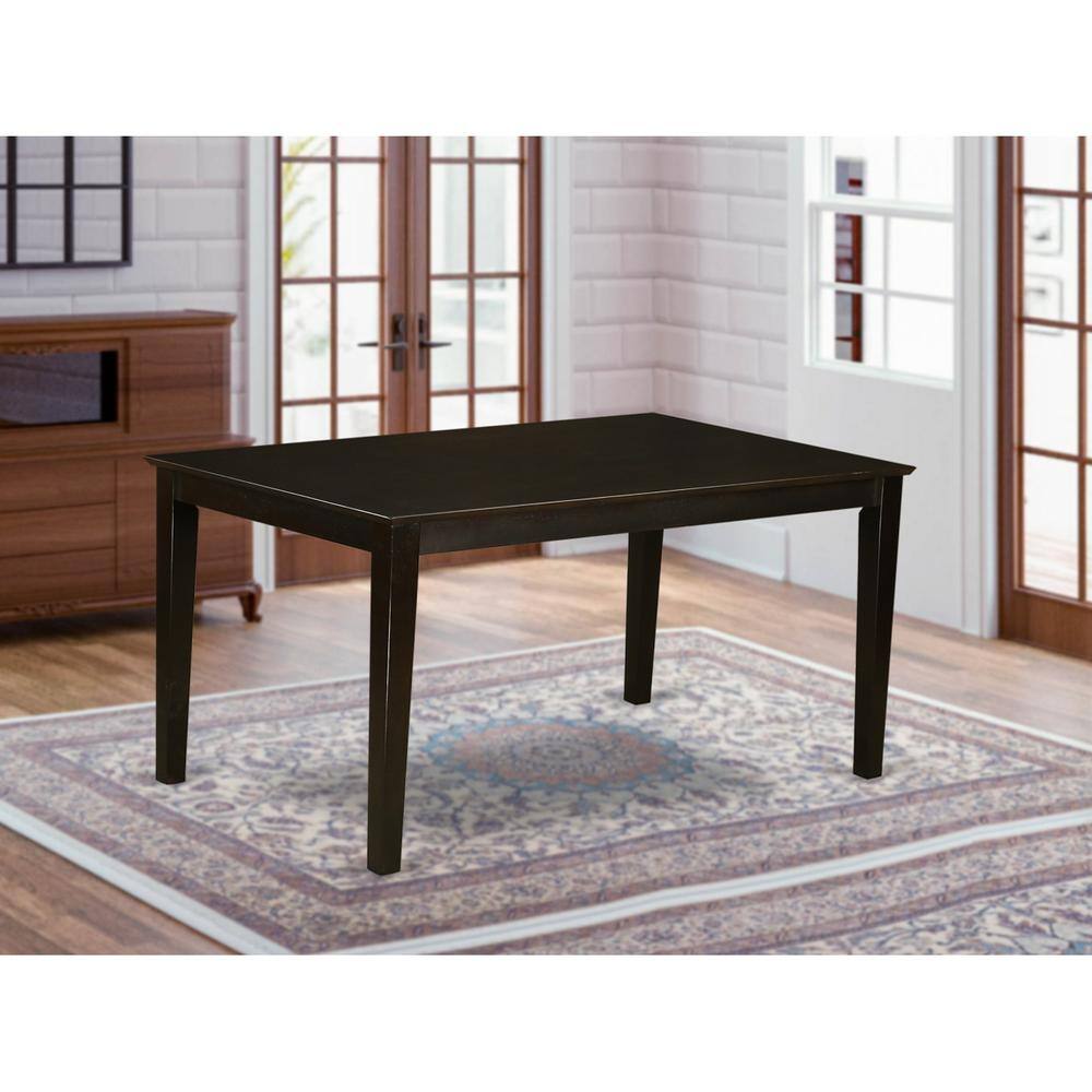 Angle. East West Furniture - CAP5S-CAP-C 5 PC Formal Dining room set - Dining Table Top and 4 Dining Chairs - Cappuccino.