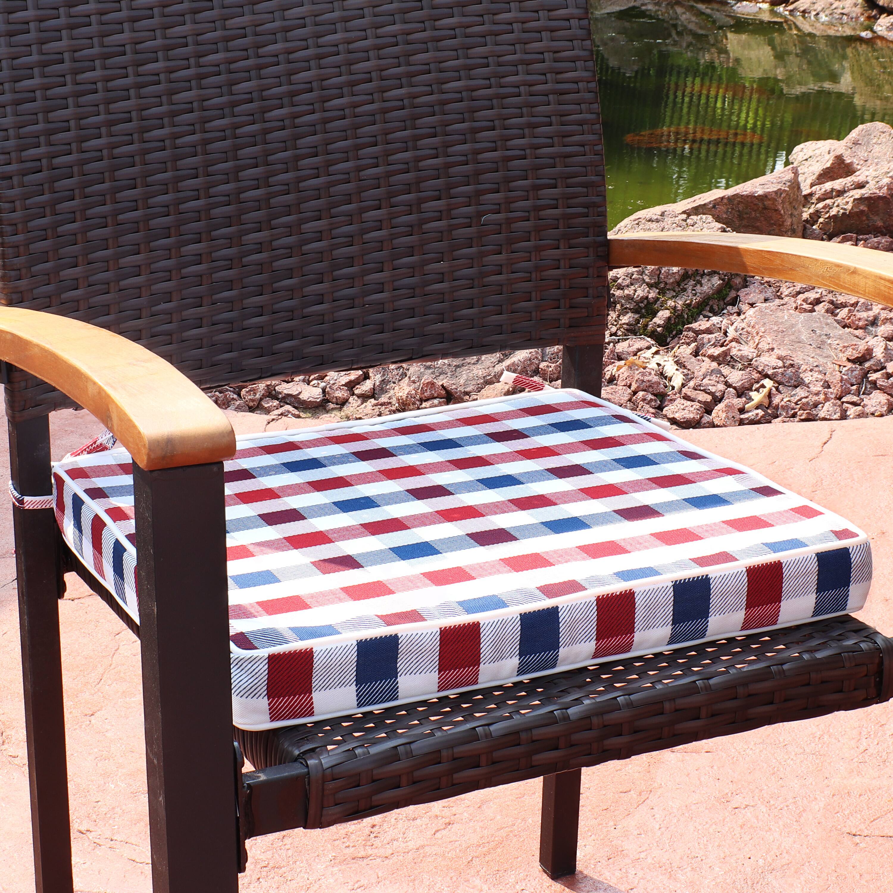 Alt View 4. Sunnydaze - Outdoor Square Seat Cushion - 17 in - Set of 2 - Americano.