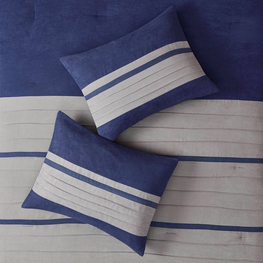 Alt View 1. Gracie Mills - Gracie Mills Bryony 7-Piece Microsuede Comforter Set - Blue.