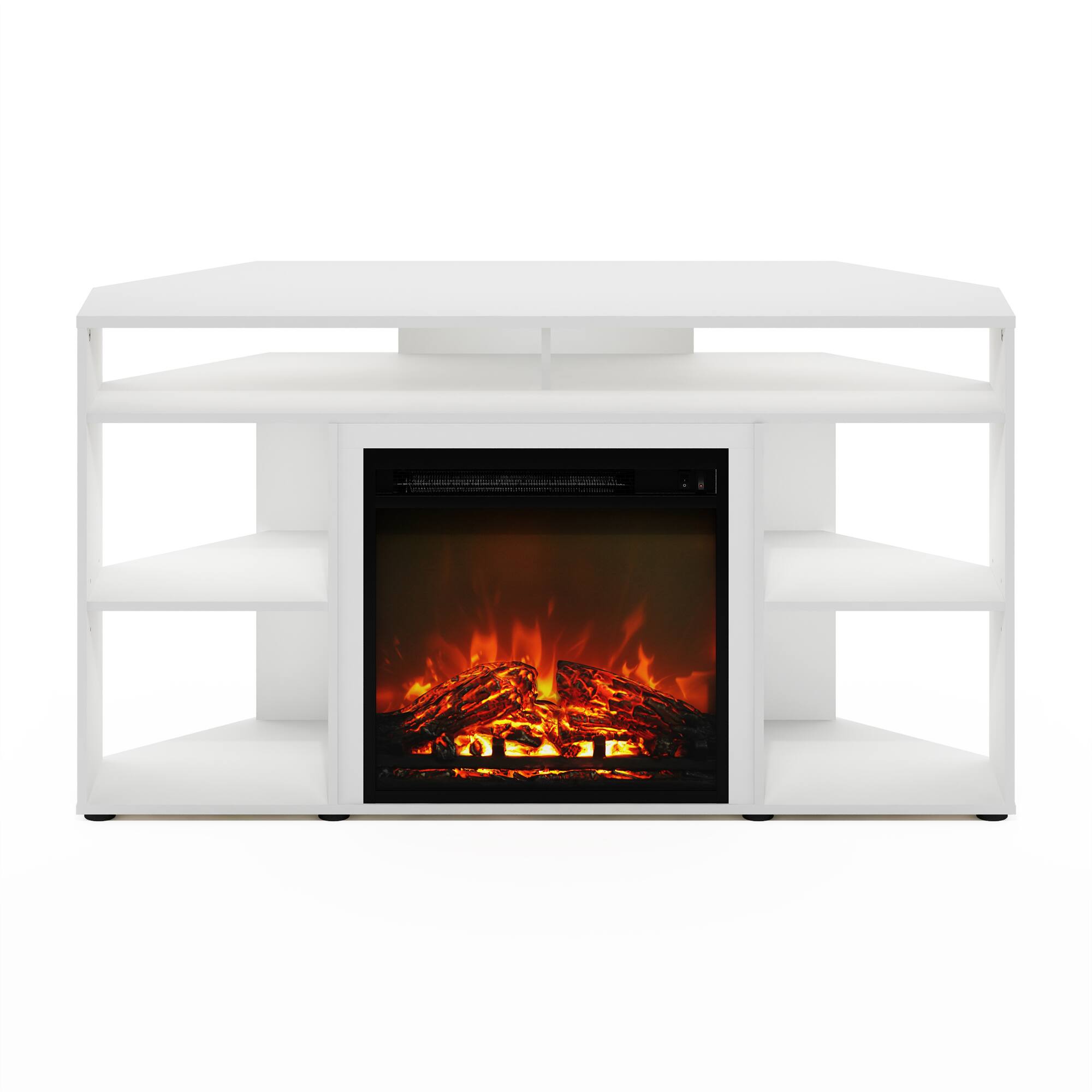 Alt View 2. Furinno - Jensen Corner TV Stand with Fireplace for TV up to 55 Inches - Solid White.