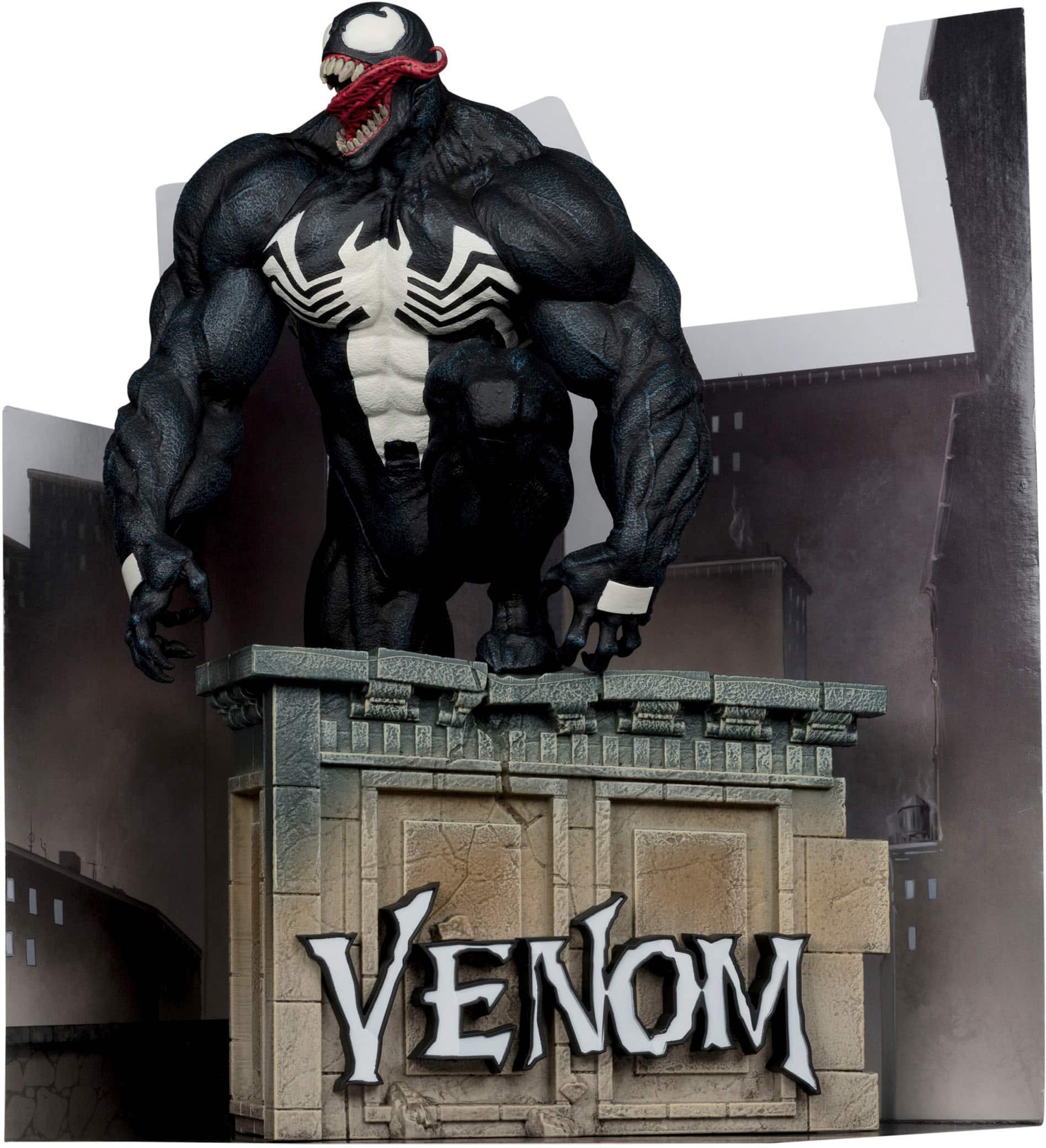 Angle. McFarlane Toys - Marvel Venom 1:6th Scale Collectible with Scene & Comic (Venom #5) 11.3" Figure.