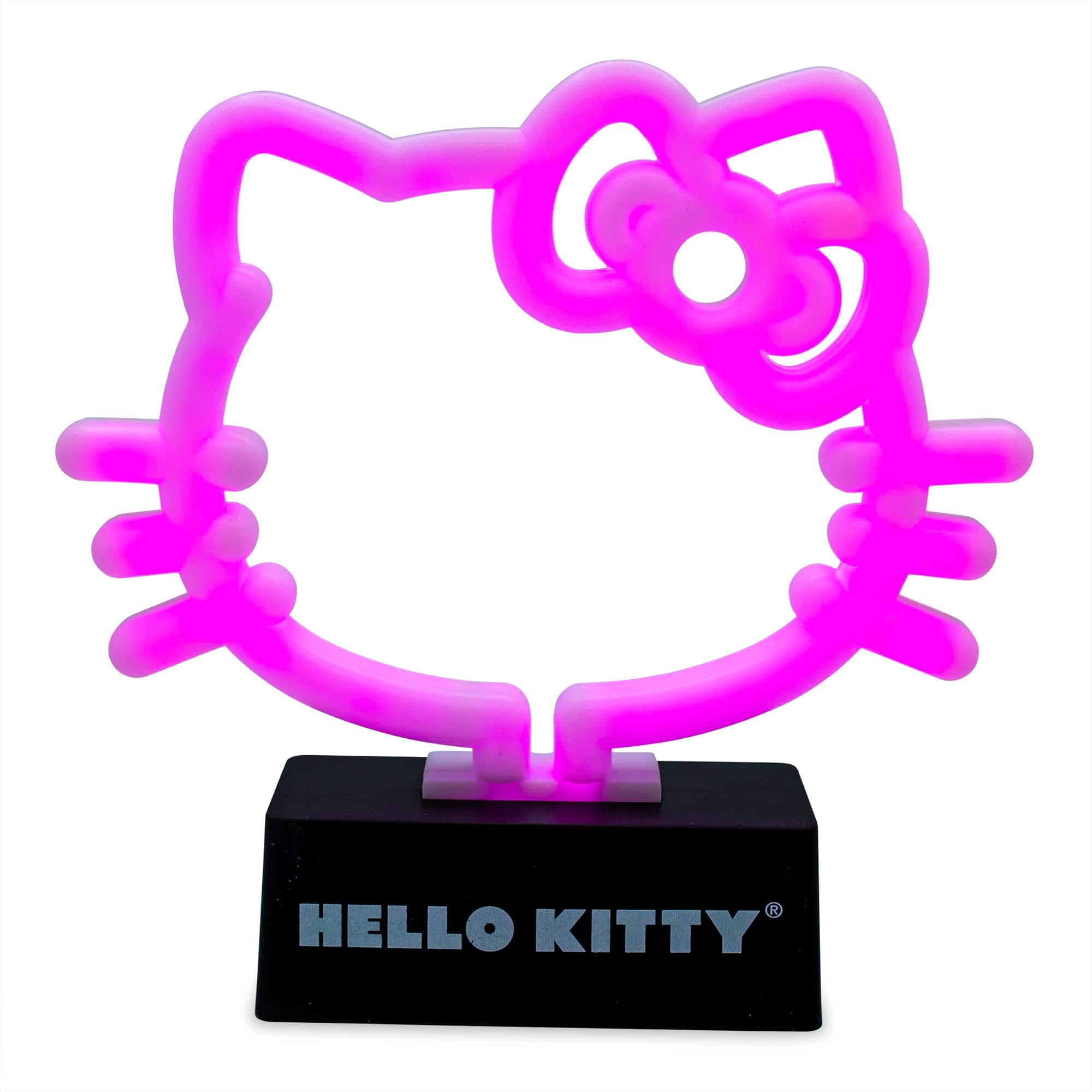 Silver Buffalo - Hello Kitty Face and Bow 6.5 -Inch LED Neon Mood Light - Pink