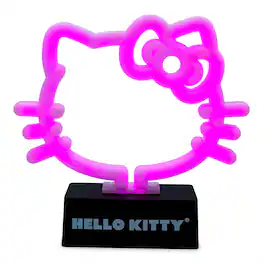 Silver Buffalo - Hello Kitty Face and Bow 6.5 -Inch LED Neon Mood Light - Pink