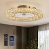 Front. Siljoy - 20-22-inch Luxury Crystal Flush Mount Fan Light Dimmable Quiet for Bedroom and Living Room - Gold.