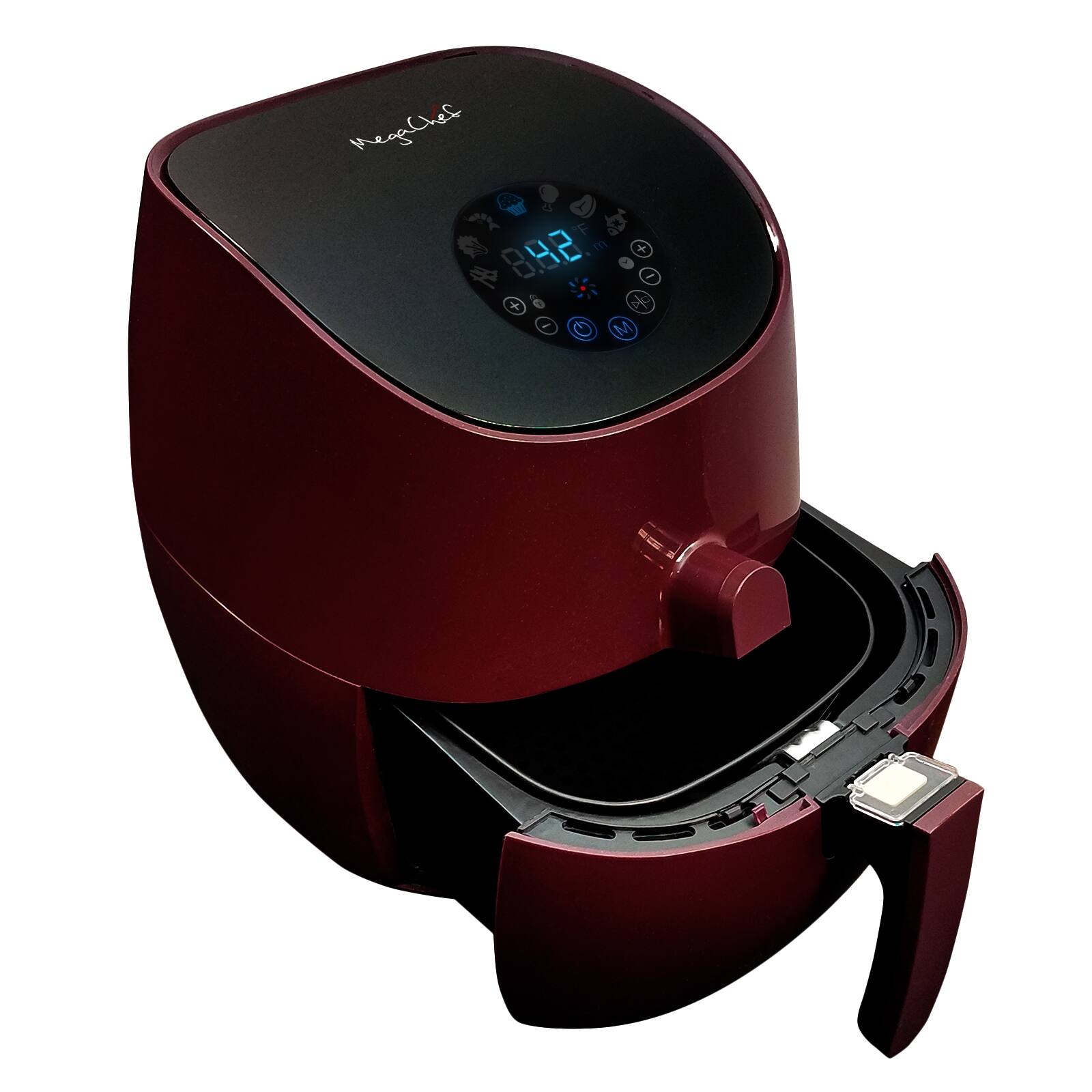 Alt View 5. MegaChef - MegaChef 3.5 Quart Airfryer And Multicooker With 7 Pre-Programmed Settings in Burgundy - Burgundy.