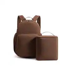 Front. Bagsmart - Commuter Backpack 32L, Laptop Daypack with Detachable Insulated Lunch Bag for Work, College & Daily Travel - Brown.
