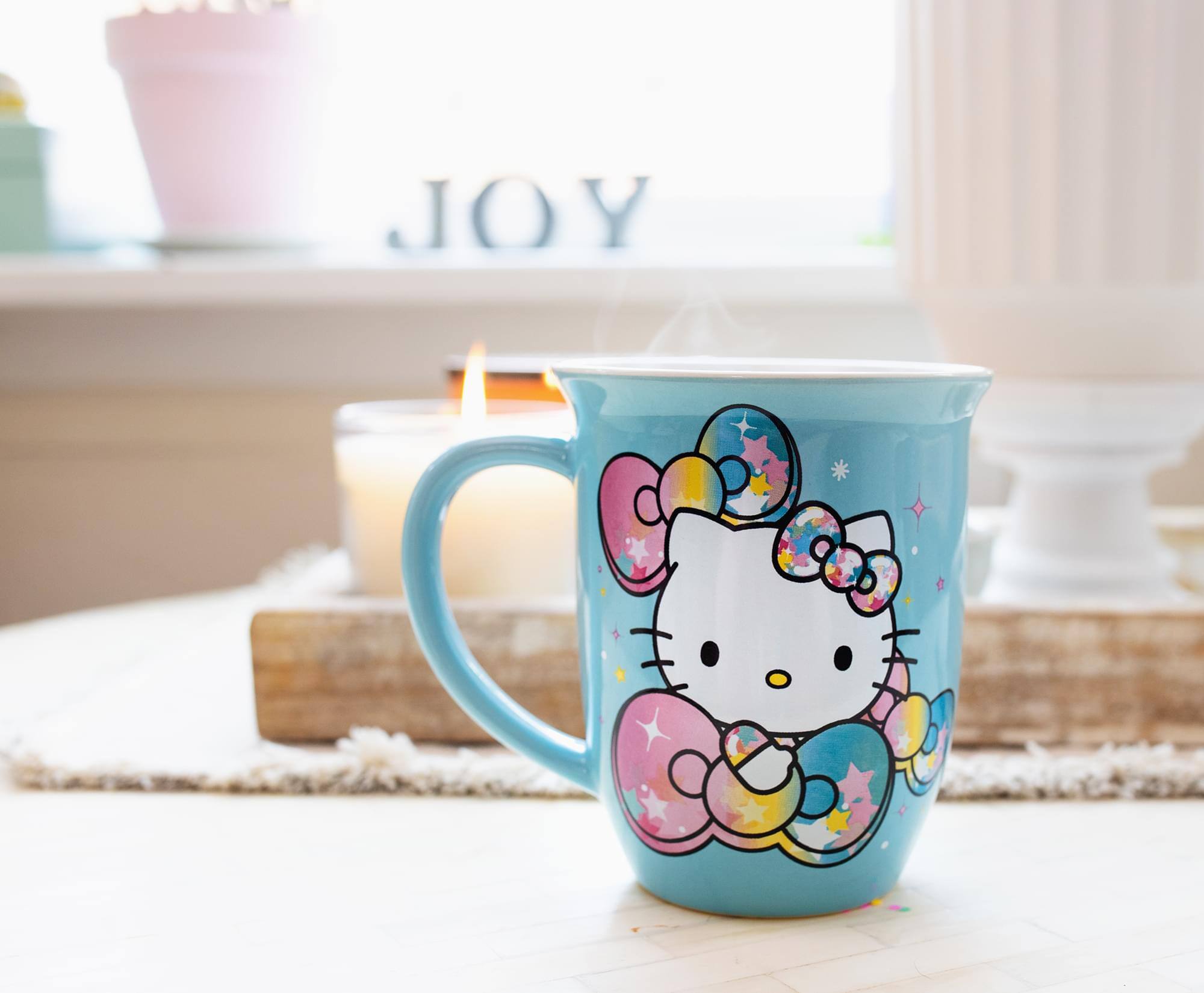 Alt View 10. Hello Kitty - Sanrio Hello Kitty Pastel on Rainbow Wide Rim Ceramic Mug | Holds 16 Ounces - Blue.