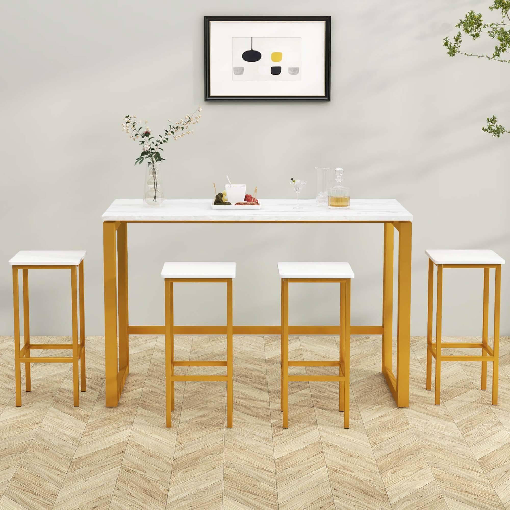 Alt View 5. Costway - 4 PCS 26"Bar Stool Set with Metal Frame Footrest Backless Counter Height Stool - White.