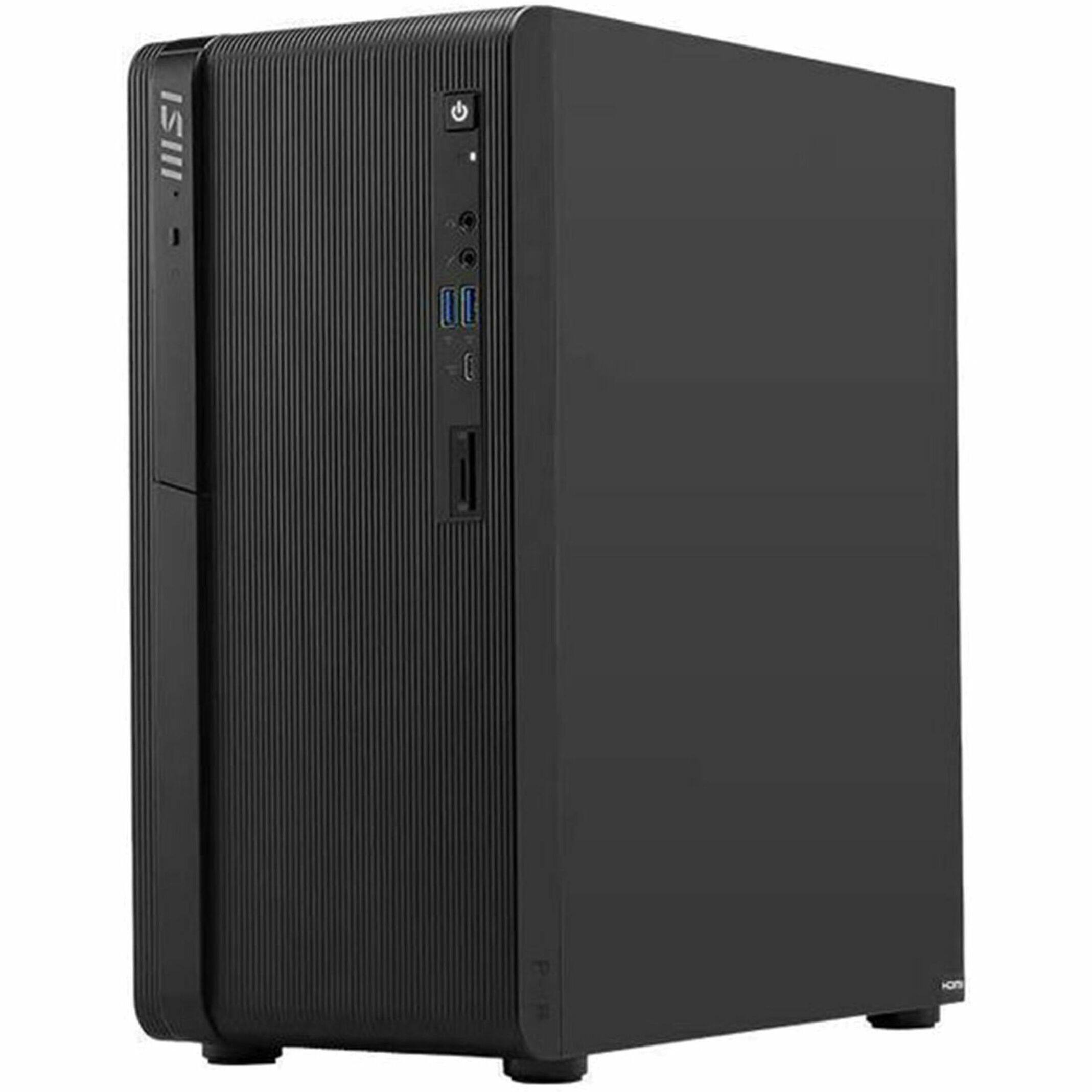 Front. MSI - PRO DP180 AI Mid-tower Desktop Computer - Intel Core 225 - NVIDIA GeForce RTX 5060 - 16GB Memory - 1TB SSD - Black.