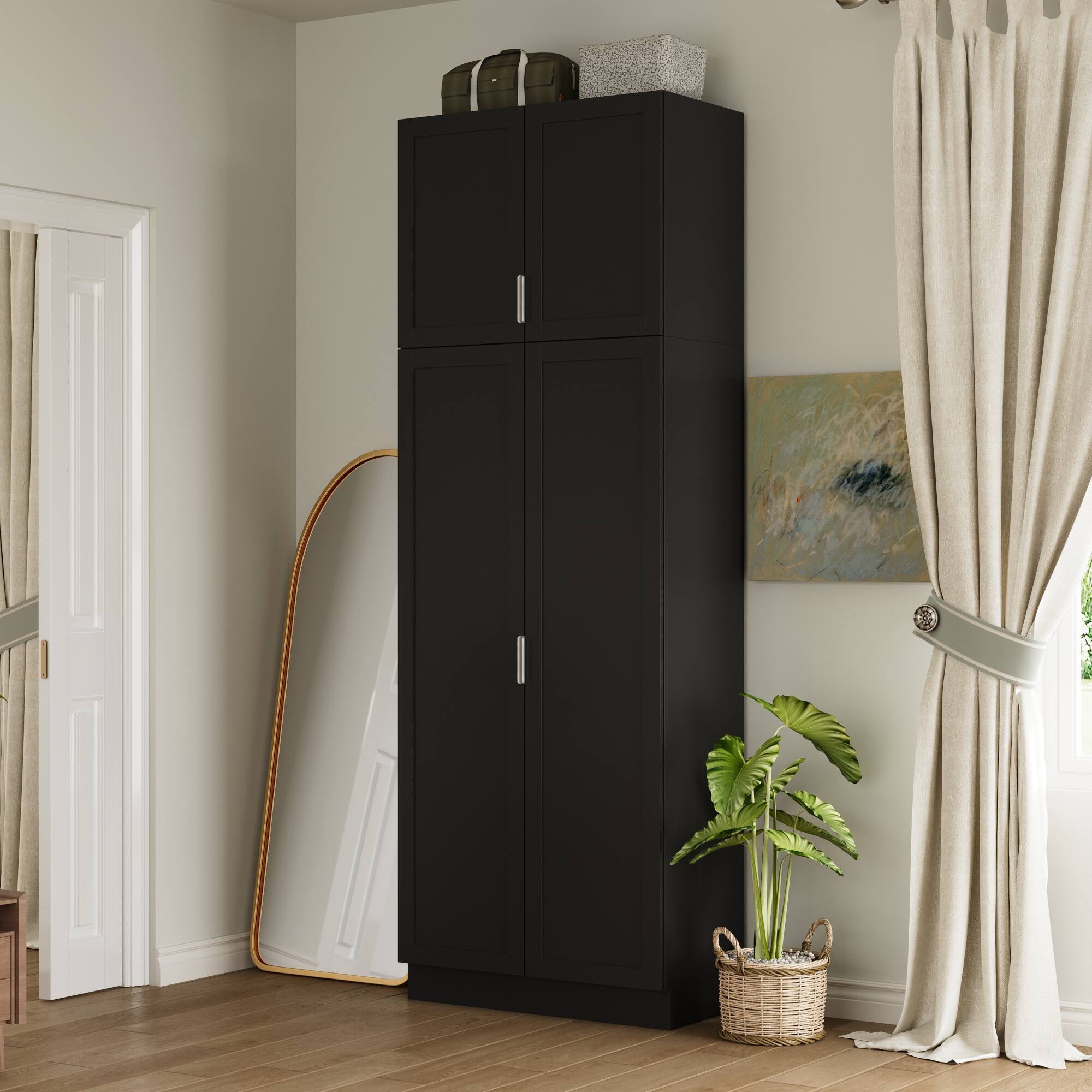 Alt View 5. Famapy - Famapy Tall Multi - Function Storage Cabinet: Maximize Space, Elevate Style - Black.