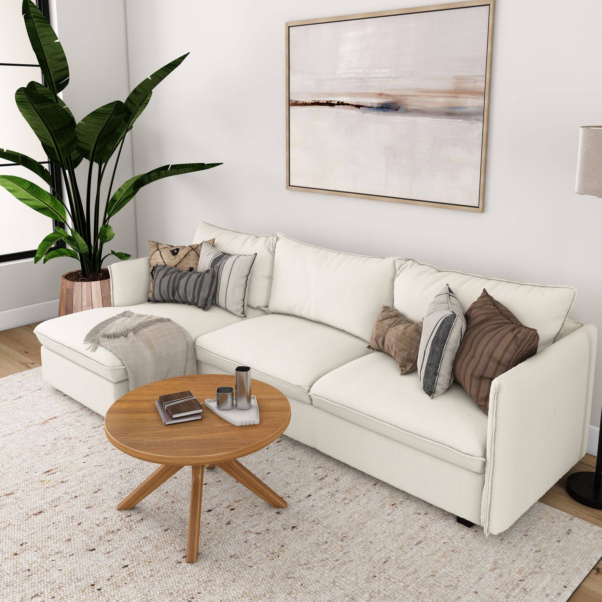 Alt View 4. Plank+Beam - Verso Round Coffee Table (30in x 30in / 760mm x 760mm), Pecan - Pecan.