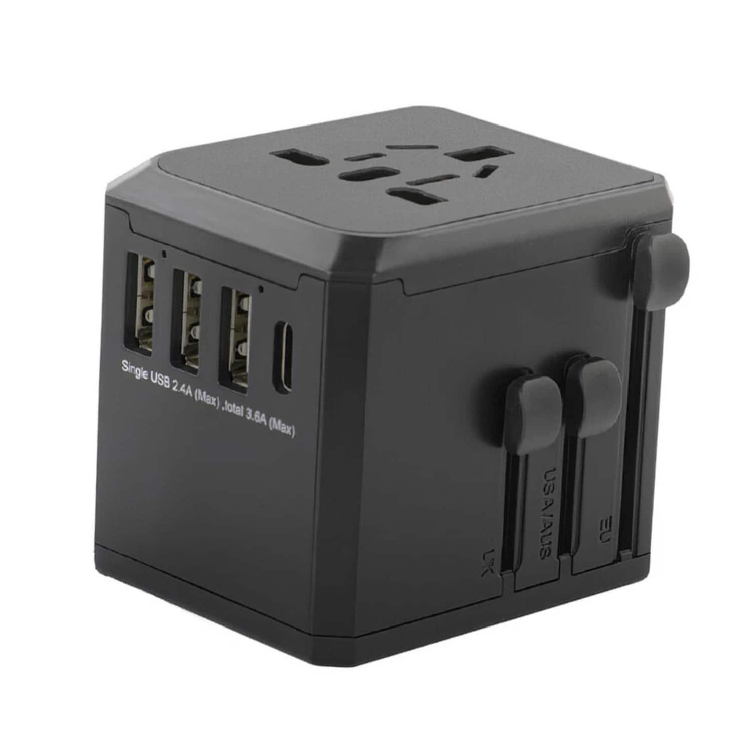 Home Collection - All-in-One Universal Travel Adapter Worldwide Charger Outlet Converter - Black
