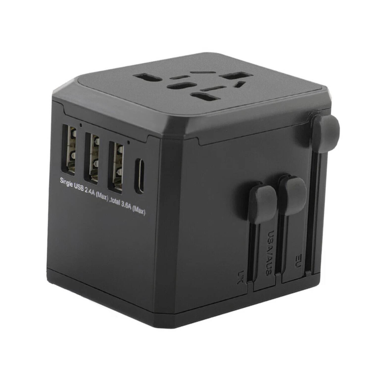 Home Collection - All-in-One Universal Travel Adapter Worldwide Charger Outlet Converter - Black