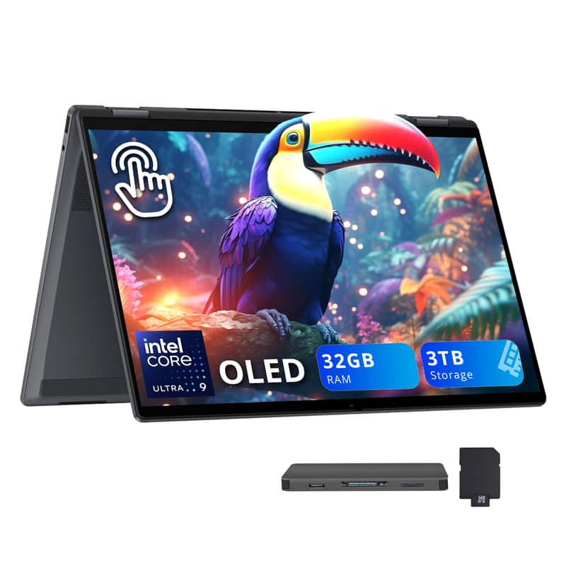 HP - OmniBook X Flip 16" Touch 2-in-1 Laptop,Intel Ultra 9 288V,32GB RAM,2TB SSD+1TB Dock Set,Backlit Keyboard,Win 11 - Gray