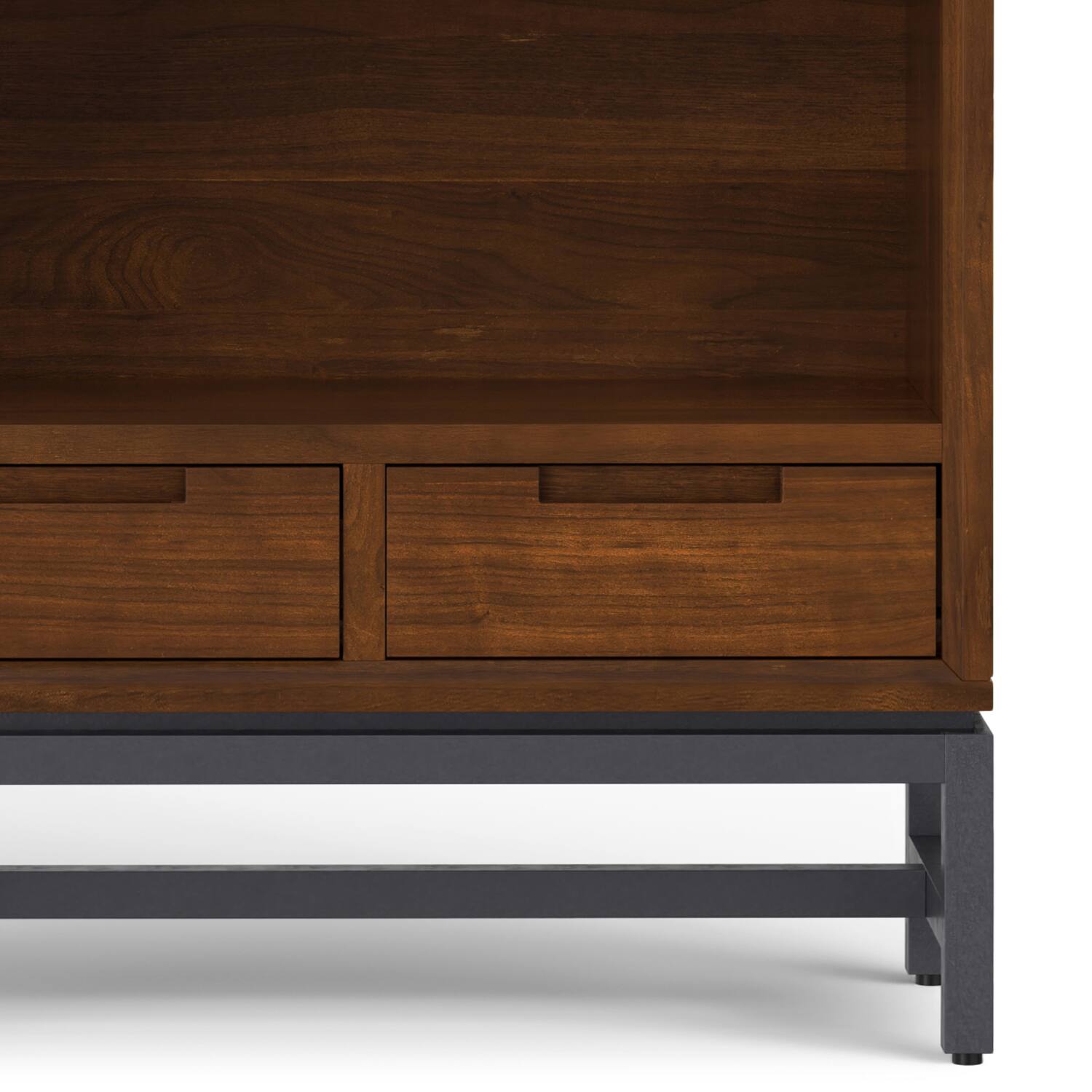 Alt View 4. Simpli Home - Banting SOLID WOOD and Metal 66 inch x 30 inchRectangle Industrial Bookcase in Walnut Veneer - Walnut Veneer.