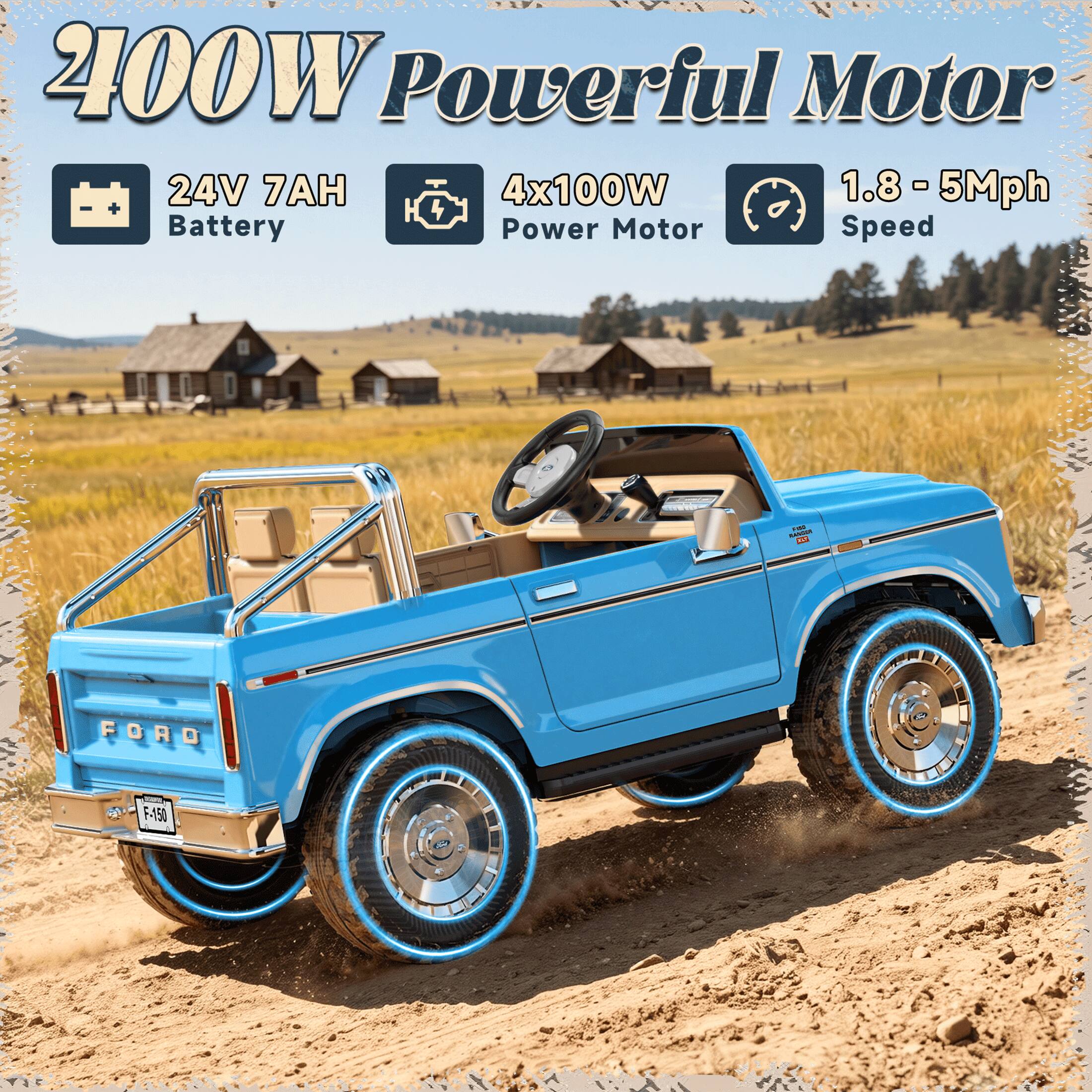 400W Powerful Motor + 24V 7AH 4x100W 1.8 - 5Mph Battery Power Motor Speed

KAREAN M
FORD
F-150