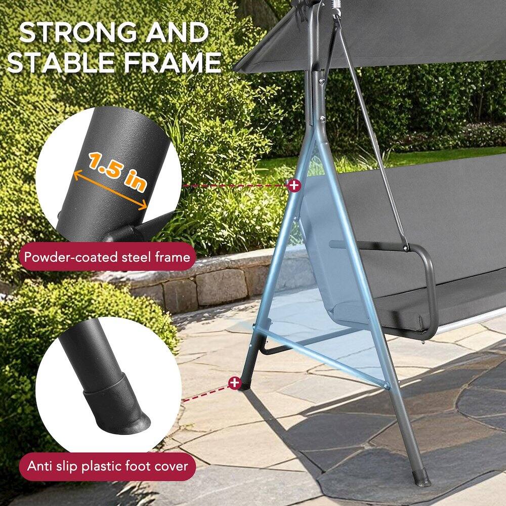 STRONG AND STABLE FRAME  
1.5 in  
Powder-coated steel frame  
Anti slip plastic foot cover