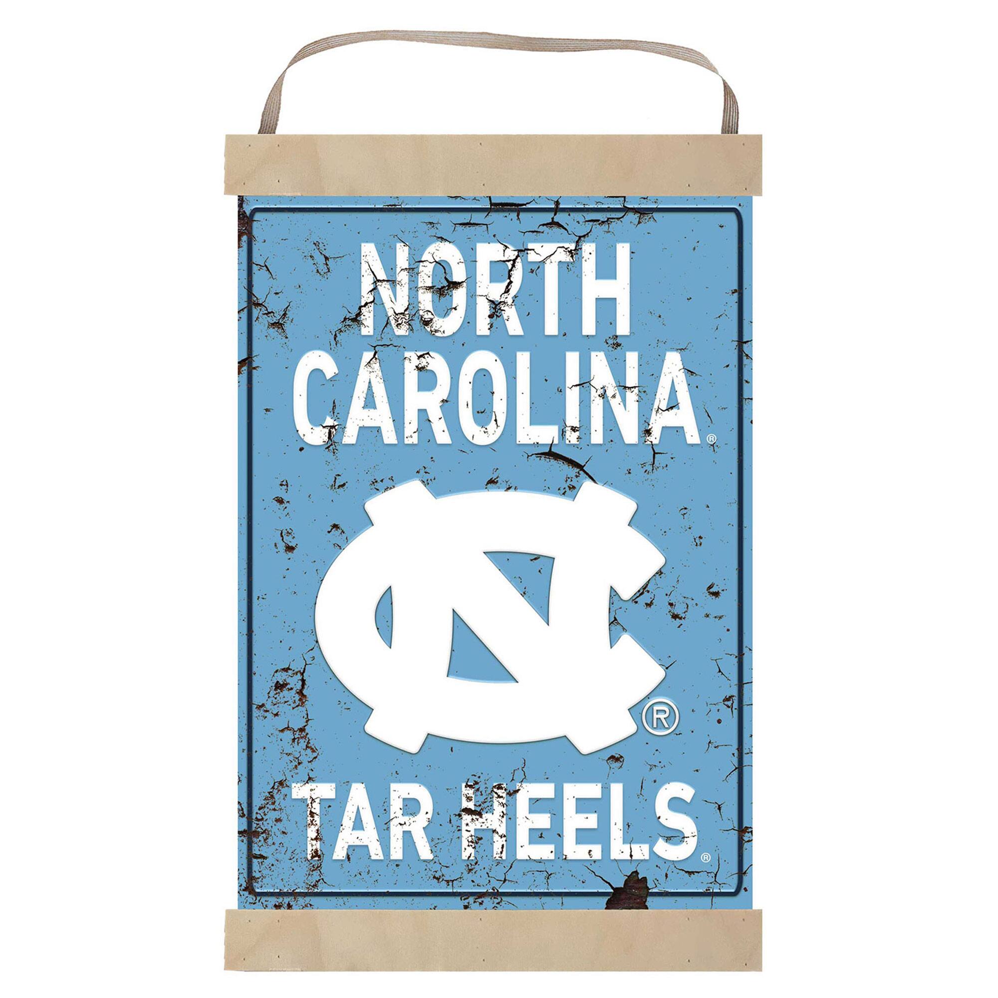 North Carolina Tar Heels Faux Rust Banner Sign