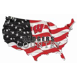 Fan Creations - Wisconsin Badgers USA Flag Cutout Sign - Multicolor