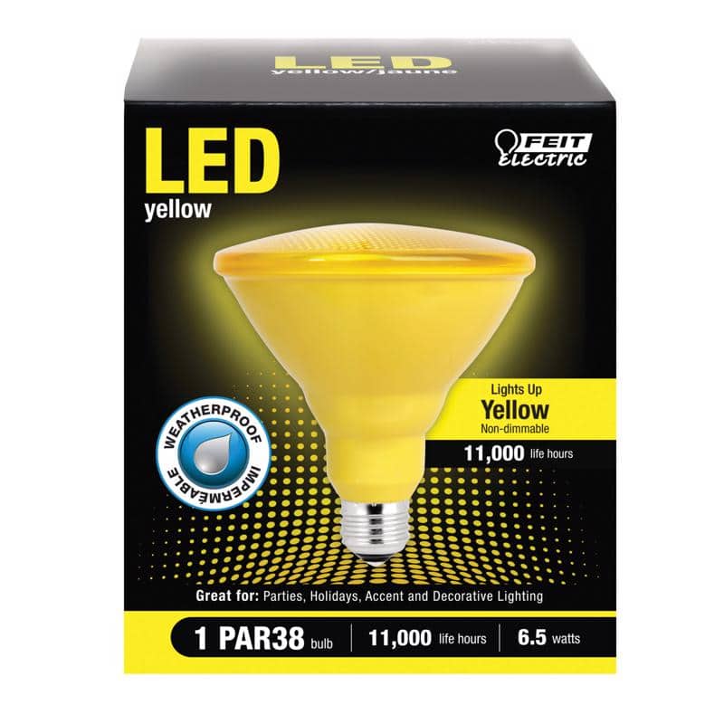 FEIT ELECTRIC - PAR38 E26 (Medium) LED Bulb Yellow 90 Watt Equivalence 1 pk