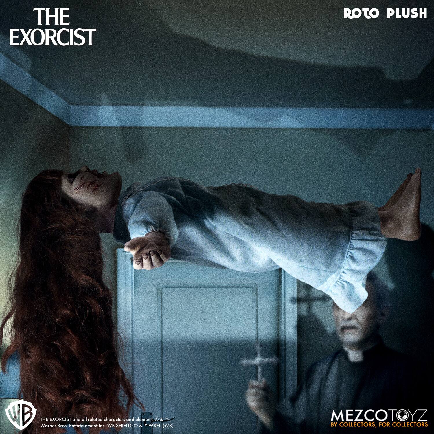 THE EXORCIST ROTO PLUSH WB THE Warner EXORCIST Broa Entertainment and all related characters and elements © & ™ WB SHIELD: © & ™ WBEL (123) MEZCOTOYZ BY COLLECTORS, FOR COLLECTORS