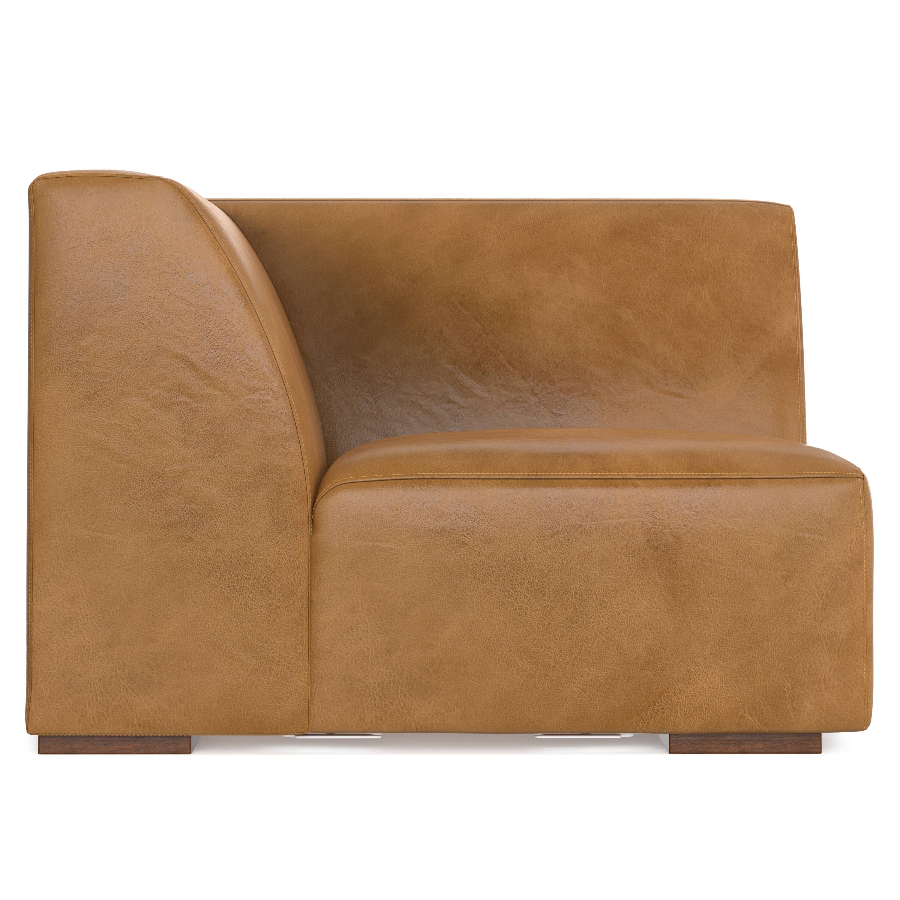 Alt View 2. Simpli Home - Rex Corner Sofa Module in Genuine Leather - Sienna.