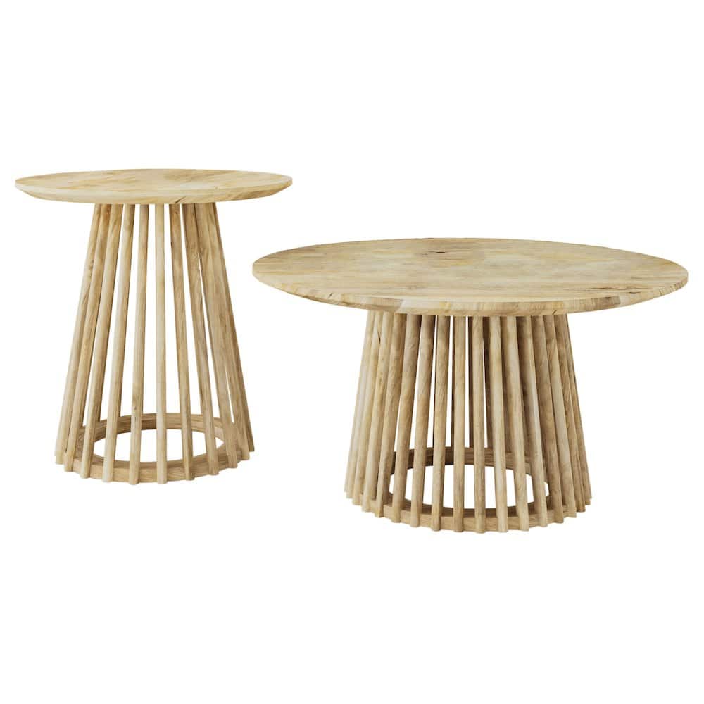 Coaster Co. of America - Touhy 2-piece Round Coffee and End Table Set - Natural Mango