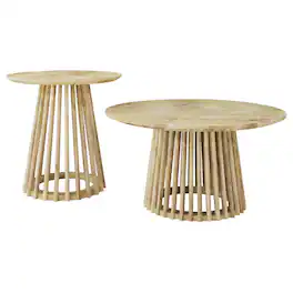 Coaster Co. of America - Touhy 2-piece Round Coffee and End Table Set - Natural Mango