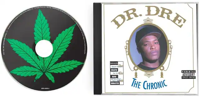 **Front Cover:**
- DR. DRE
- The Chronic
- Featuring the DEATH ROW
- Snoop Dogg, The D.O.C., The Chronic, INMATES
- PARENTAL ADVISORY EXPLICIT CONTENT
**CD Label:**
- All Rights Reserved
- Warning: Unauthorized reproduction of this recording is prohibited by law
- Manufactured by: Death Row Records, LLC
- 2001 1992
- DR 63000-2