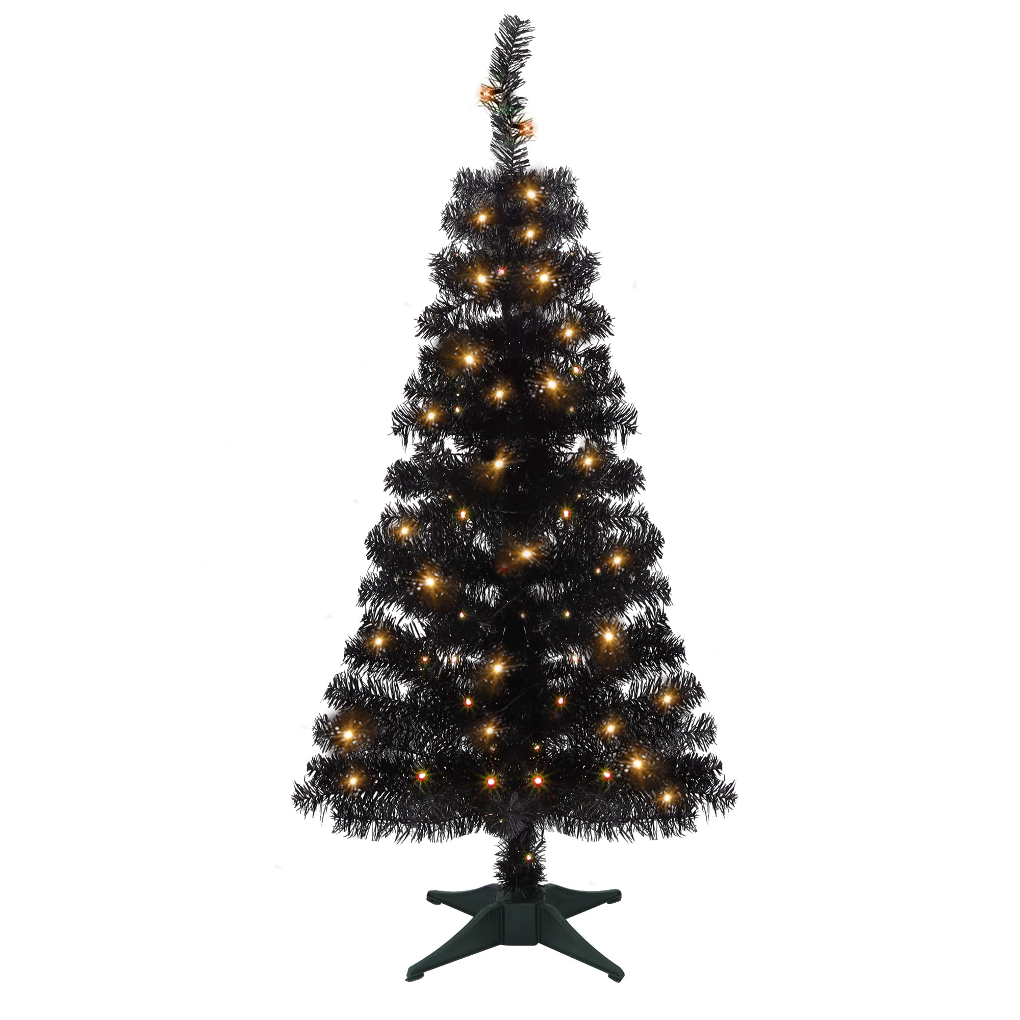Front. Skar Audio - Lighted Artificial Christmas Tree Tinsel Xmas Pine Trees Light Up With 70 Led Lights 8 - Black, Warm White Lights.