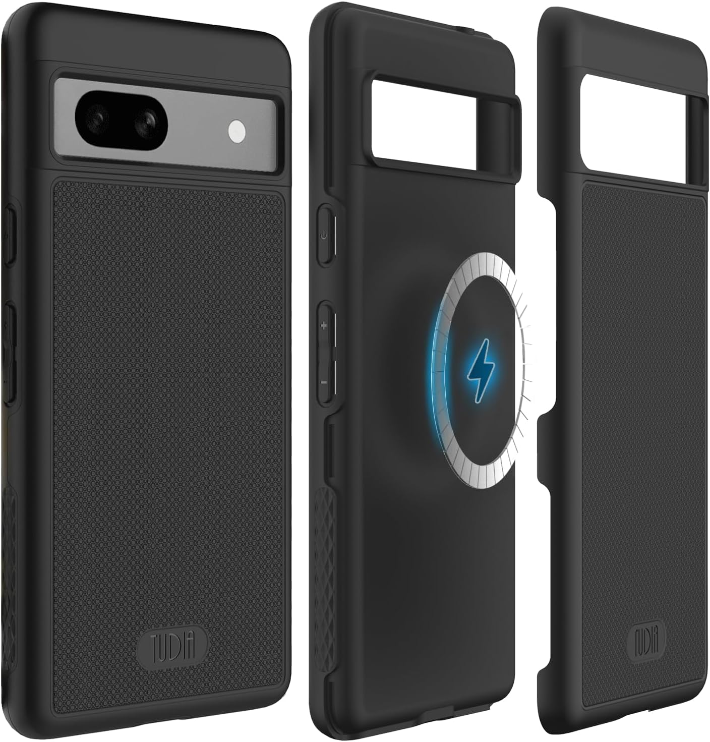TUDIA - MergeGrip Google Pixel 7a Case 2023 Magsafe Compatible - Matte Black - Magnetic Matte Black