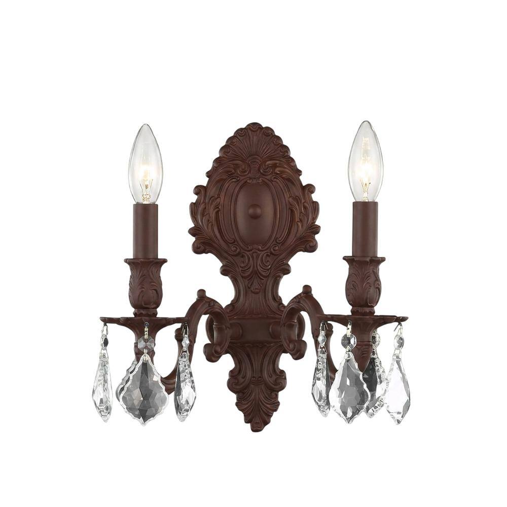 Elegant Lighting - Monarch 2 light Wall Sconce Clear Royal Cut Crystal - Dark Bronze