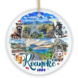 OrnamentallyYou - Iconic Roanoke Mountain Town Ornament, Virginia Appalachian Beauty Christmas Gift (Circle) - Multi-colored