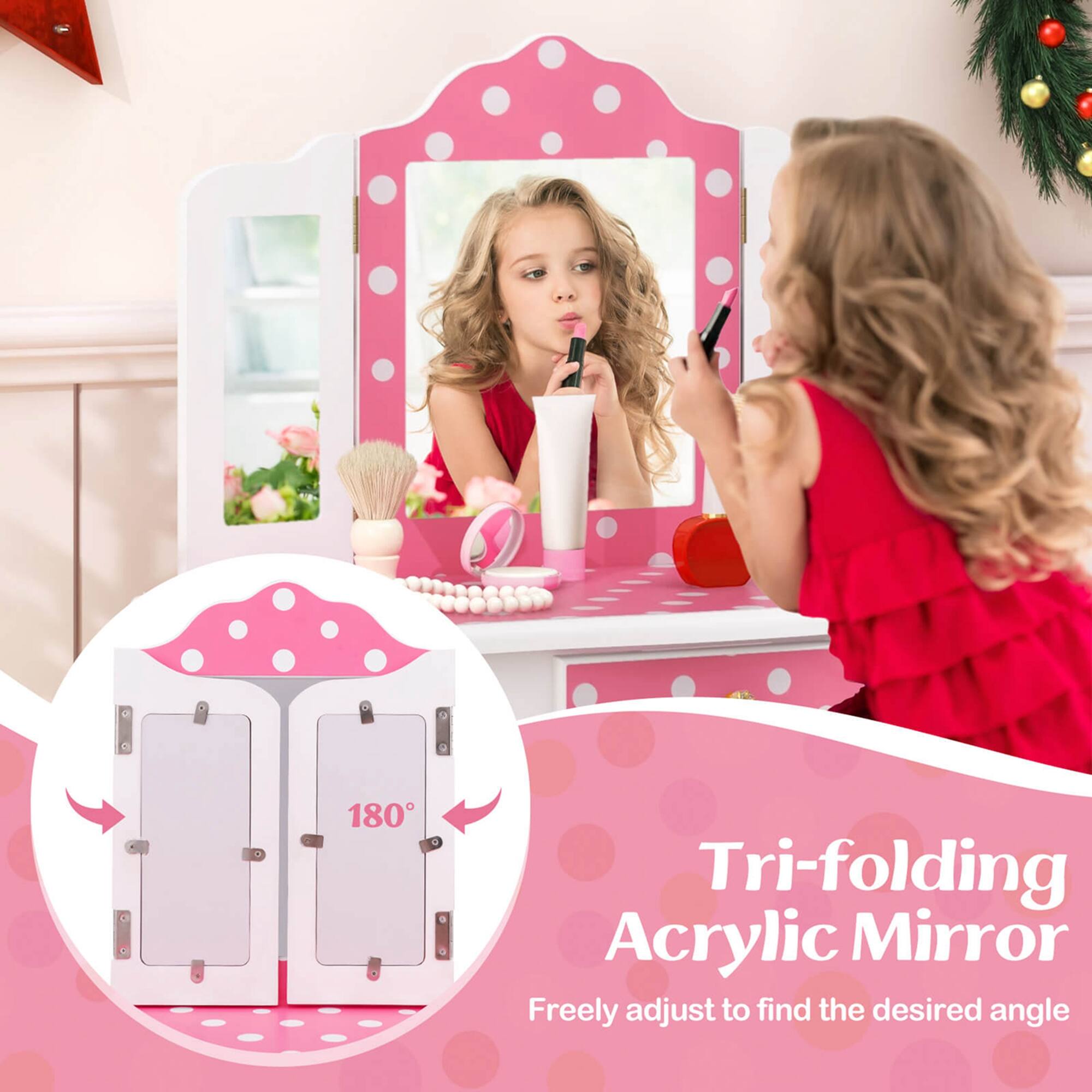 180° Tri-folding Acrylic Mirror Freely adjust to find the desired angle