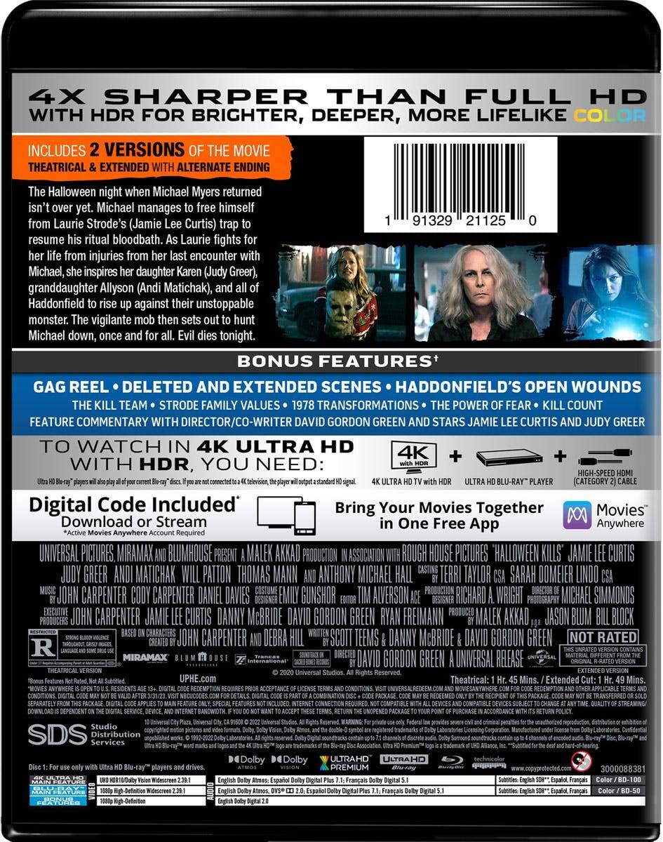 Back. Halloween Kills   - 4K Blu-Ray.