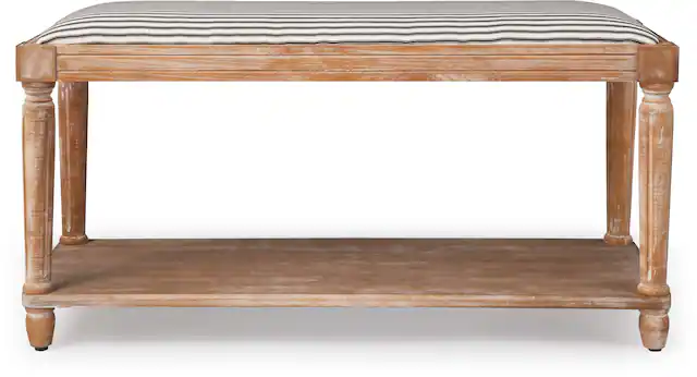 Front. Finch - Graydon Upholstered Bench - Distressed Natural.