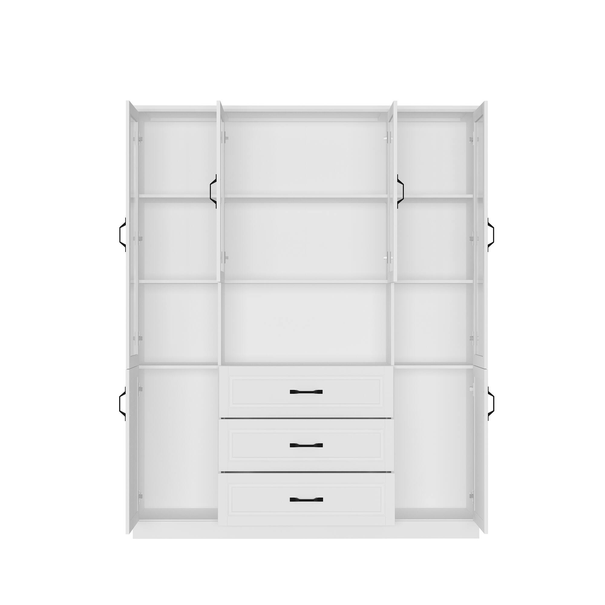 Alt View 10. FUFU & GAGA - FUFU&GAGA Tempered Glass-Door Kitchen Pantry: Modular Storage with Hidden Drawers & Open Shelving - White.