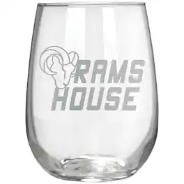 Great American Products - Los Angeles Rams Etched 17oz. Rally Cry Stemless Wine Glass - Multicolor